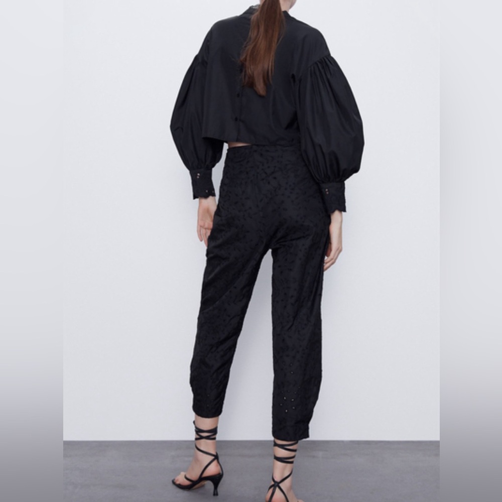 NWT: Zara Eyelet Embroidered High Waisted Pants - Picture 10 of 11